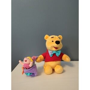 Disney Winnie The Pooh Plush Carrying Piglet Basket Stuffed Animal Mattel 1998